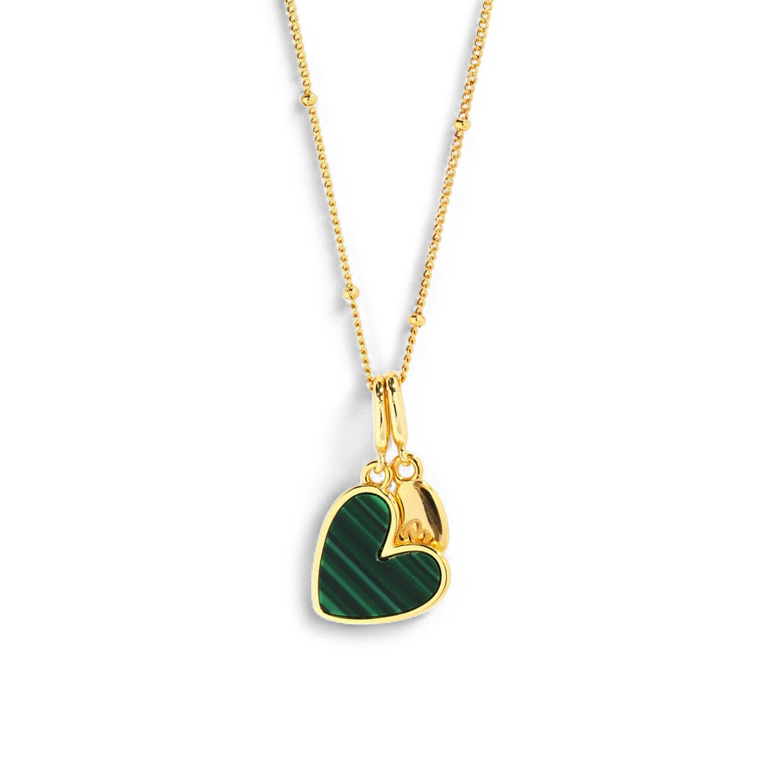 Malachite Heart Initial Necklace - Image 7