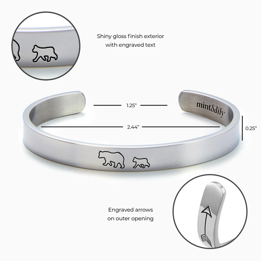 Mama Bear & Her Baby Bears Engraved Cuff Bracelet - Image 122