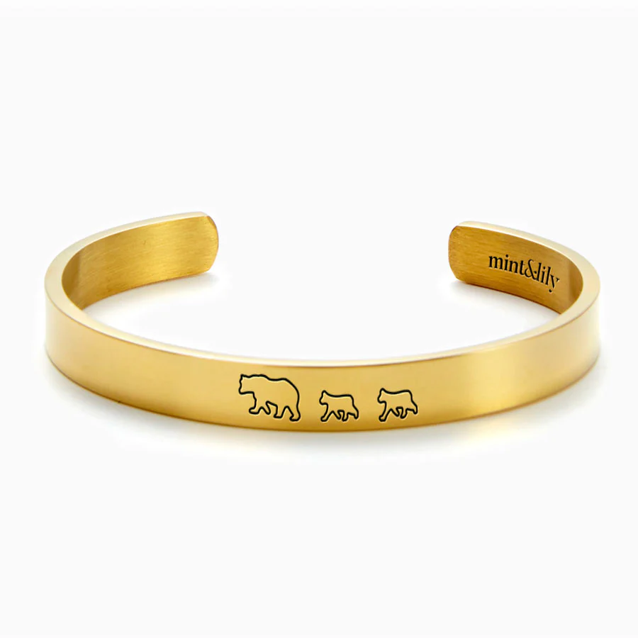 Mama Bear & Her Baby Bears Engraved Cuff Bracelet - Image 123