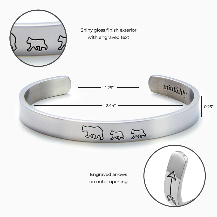 Mama Bear & Her Baby Bears Engraved Cuff Bracelet - Image 128