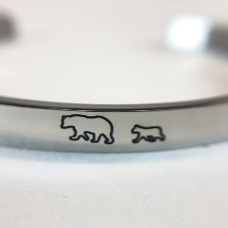 Mama Bear & Her Baby Bears Engraved Cuff Bracelet - Image 17