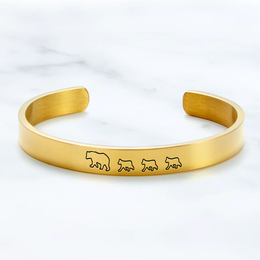Mama Bear & Her Baby Bears Engraved Cuff Bracelet - Image 25