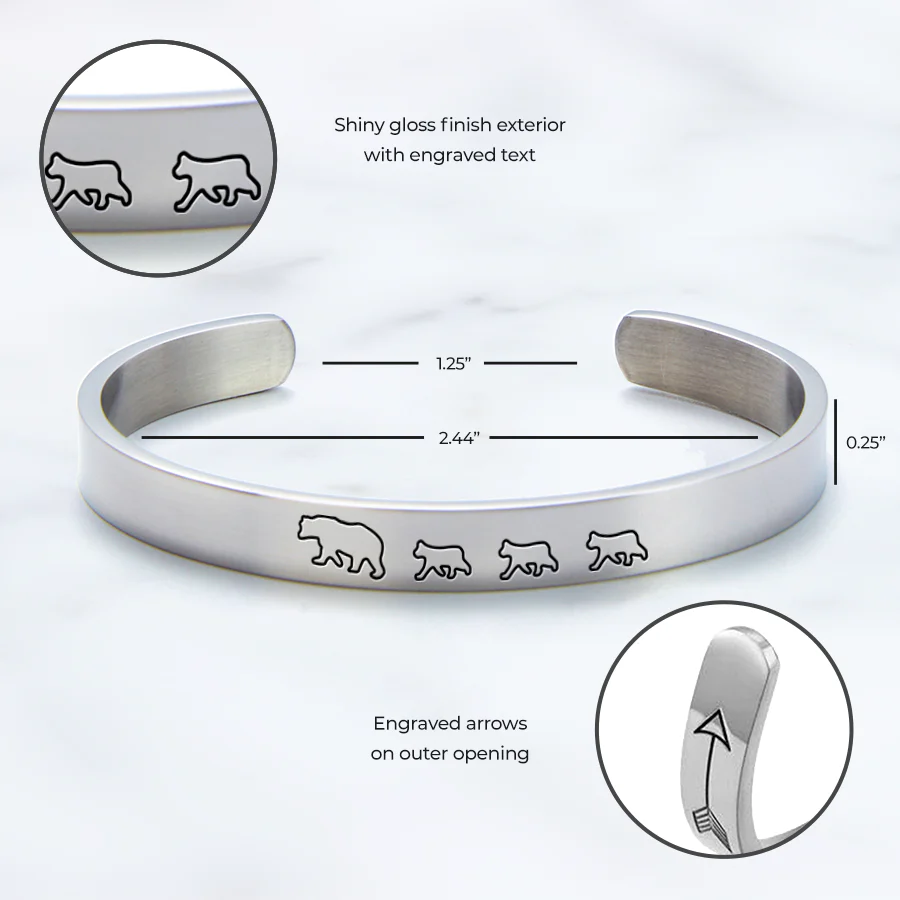 Mama Bear & Her Baby Bears Engraved Cuff Bracelet - Image 27