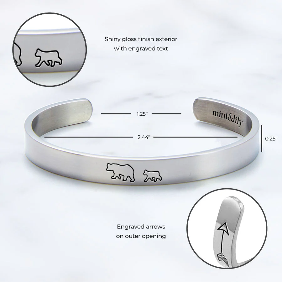 Mama Bear & Her Baby Bears Engraved Cuff Bracelet - Image 33