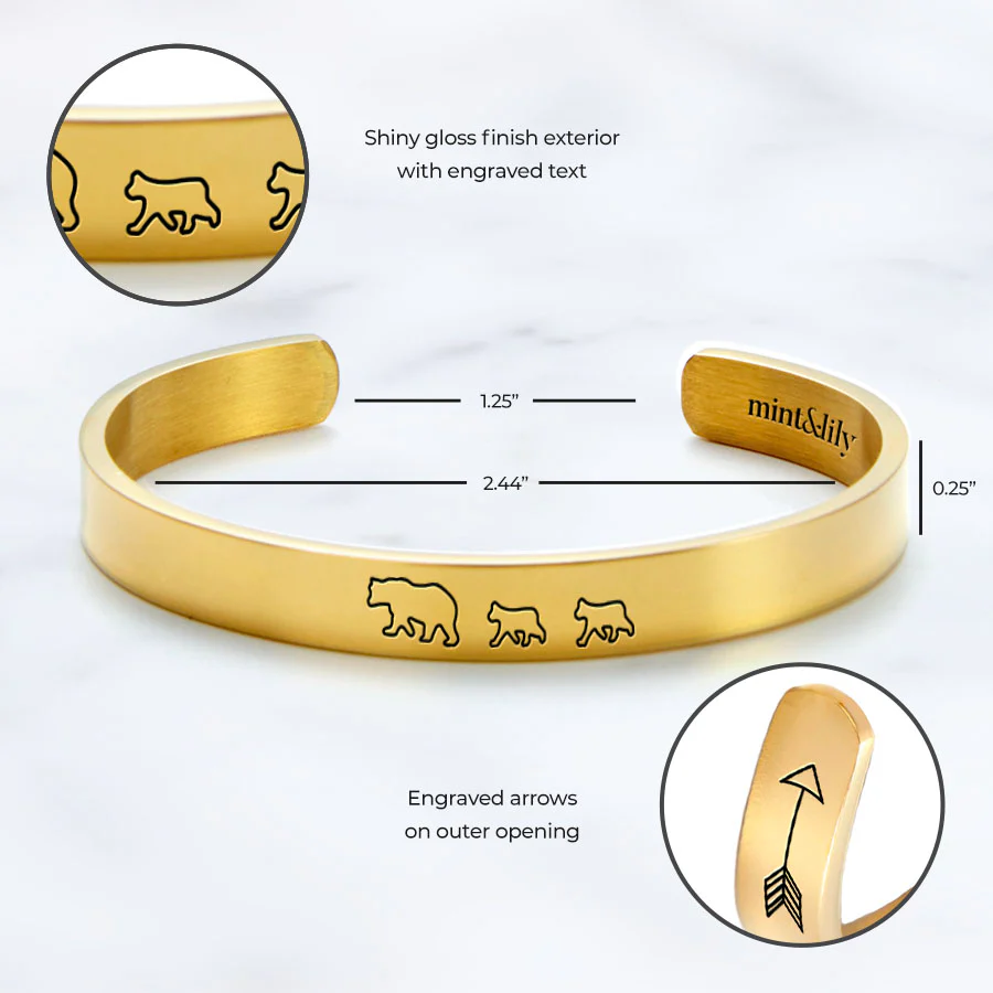Mama Bear & Her Baby Bears Engraved Cuff Bracelet - Image 58