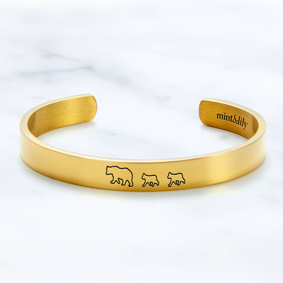 Mama Bear & Her Baby Bears Engraved Cuff Bracelet - Image 59