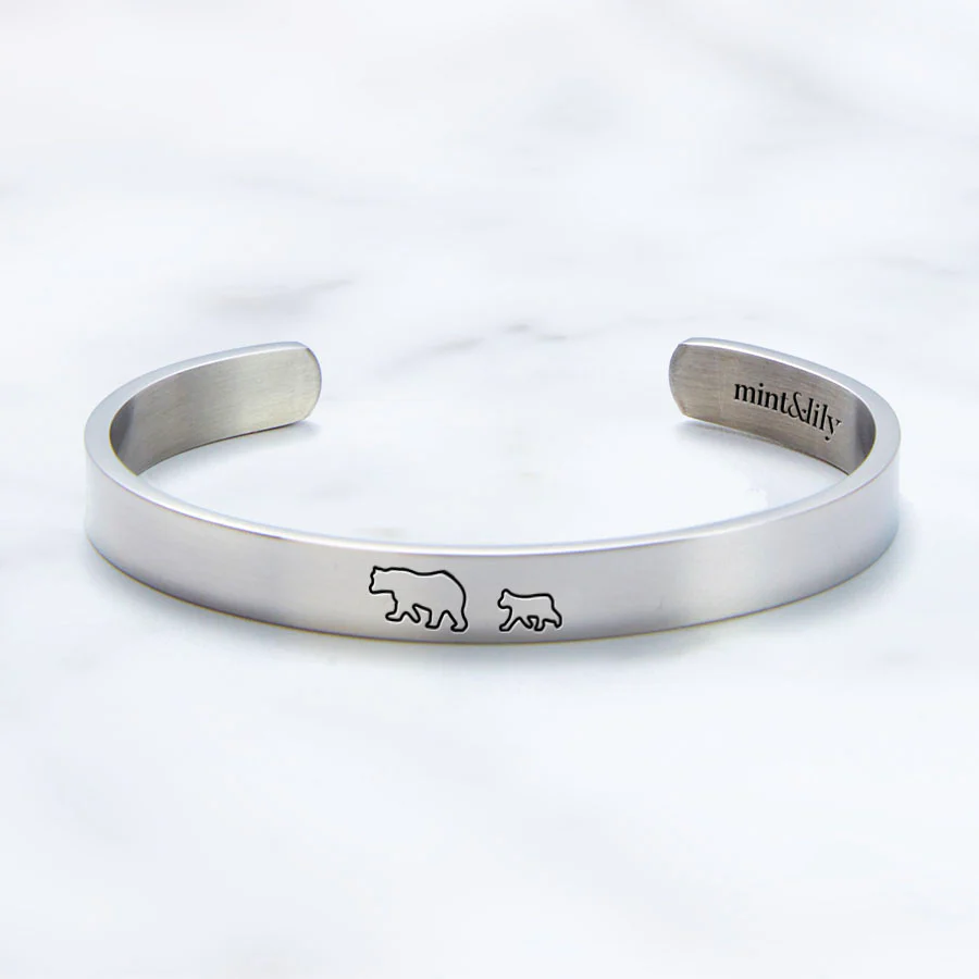 Mama Bear & Her Baby Bears Engraved Cuff Bracelet - Image 61