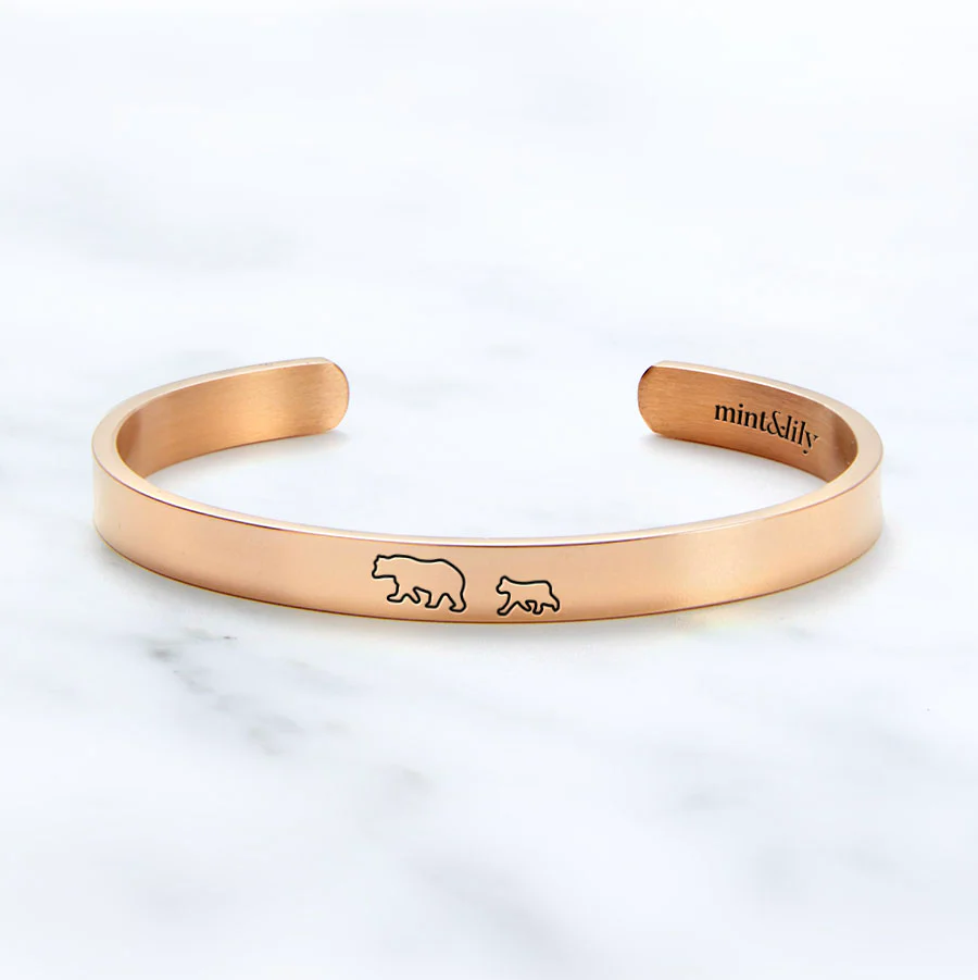 Mama Bear & Her Baby Bears Engraved Cuff Bracelet - Image 63