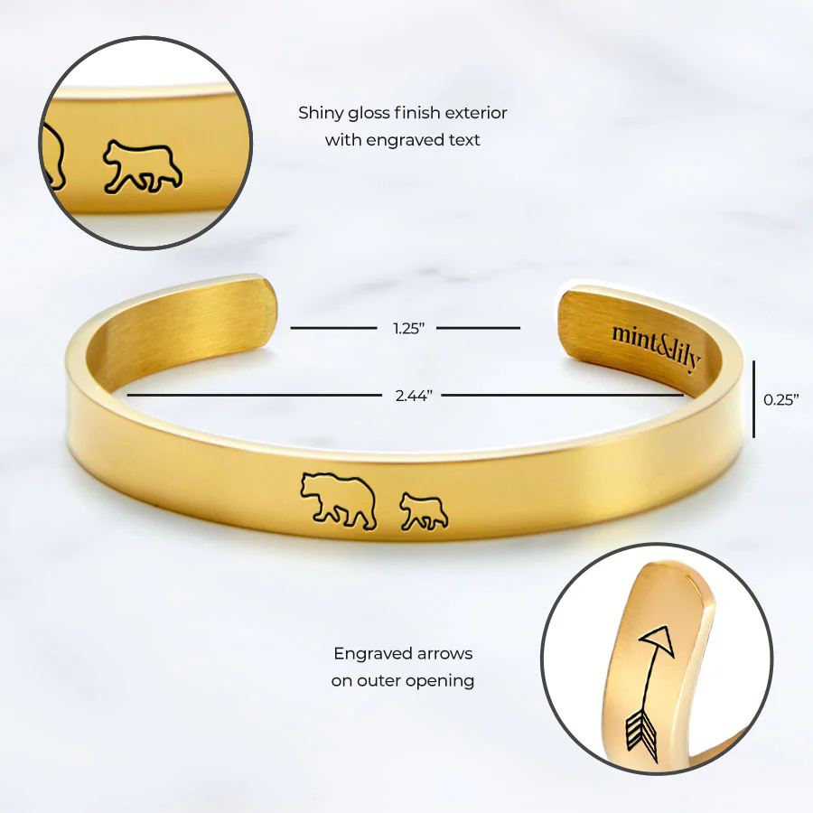 Mama Bear & Her Baby Bears Engraved Cuff Bracelet - Image 64