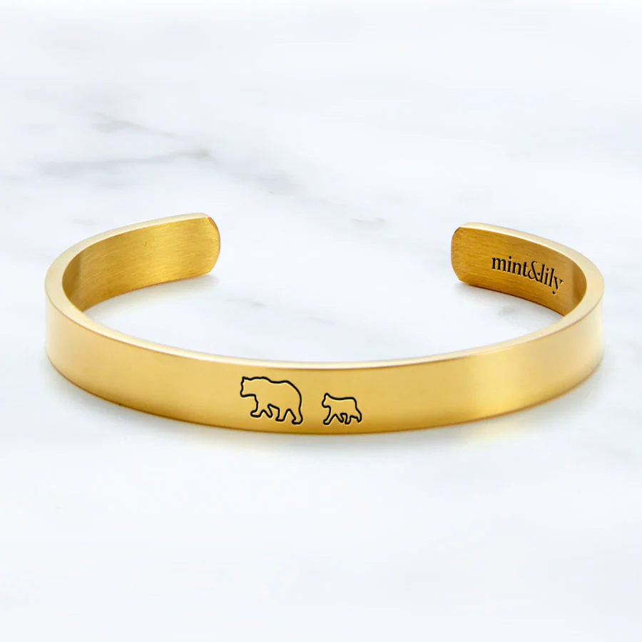 Mama Bear & Her Baby Bears Engraved Cuff Bracelet - Image 65