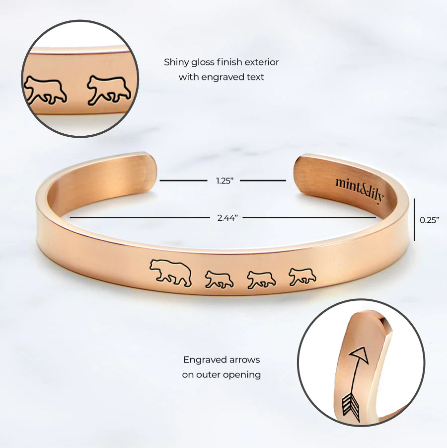 Mama Bear & Her Baby Bears Engraved Cuff Bracelet - Image 68