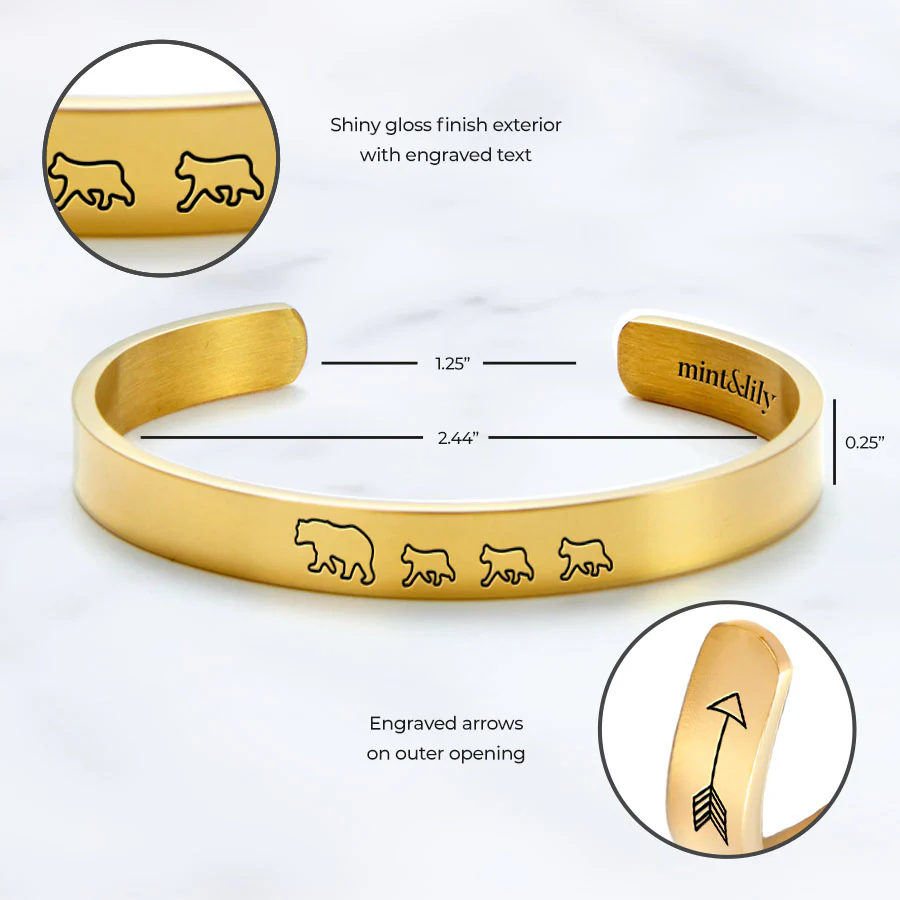 Mama Bear & Her Baby Bears Engraved Cuff Bracelet - Image 70