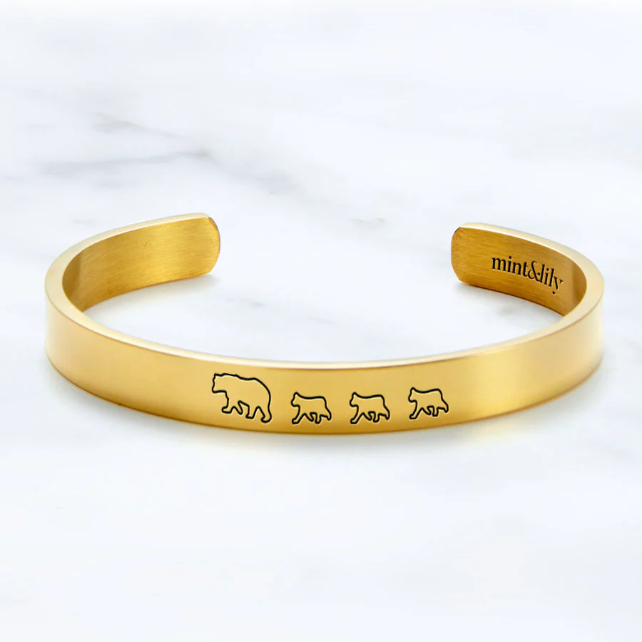 Mama Bear & Her Baby Bears Engraved Cuff Bracelet - Image 71