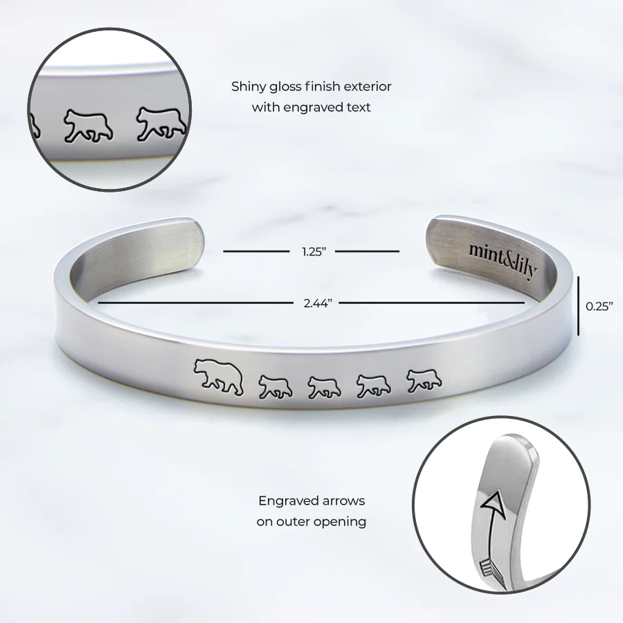 Mama Bear & Her Baby Bears Engraved Cuff Bracelet - Image 75