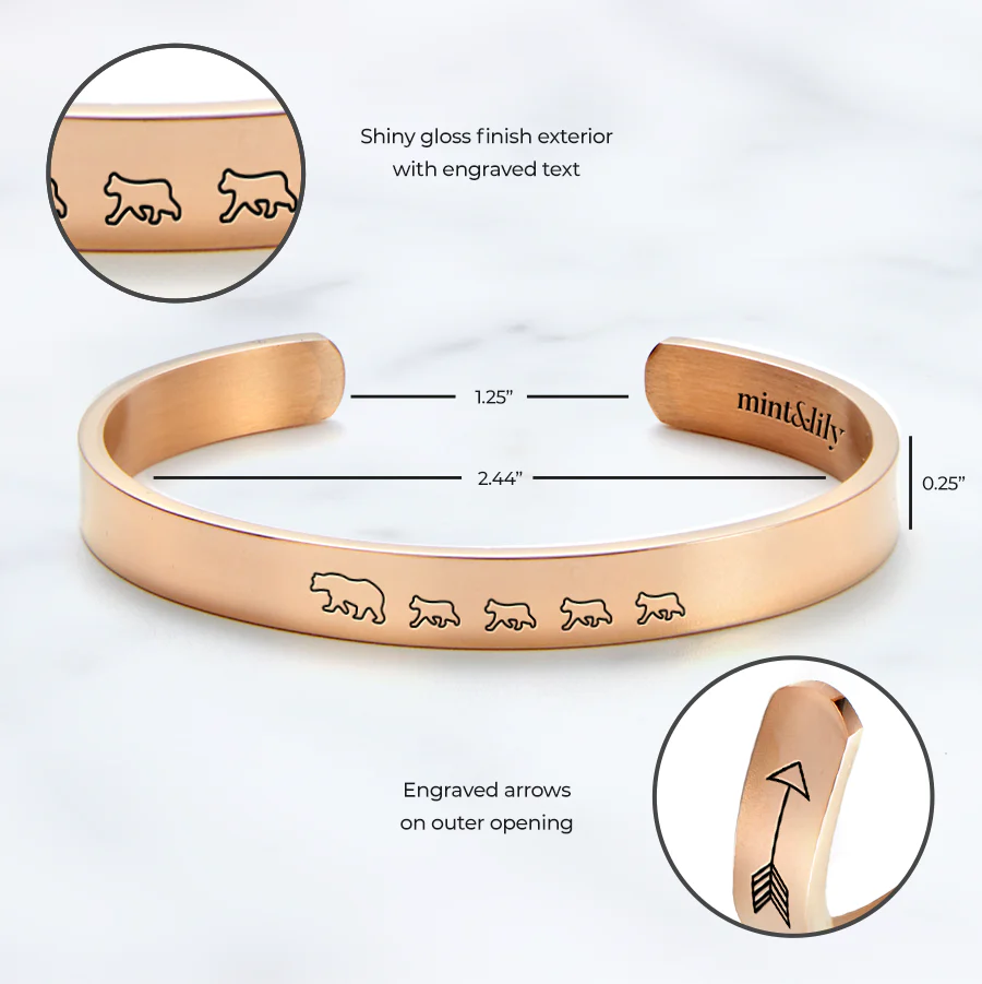 Mama Bear & Her Baby Bears Engraved Cuff Bracelet - Image 77
