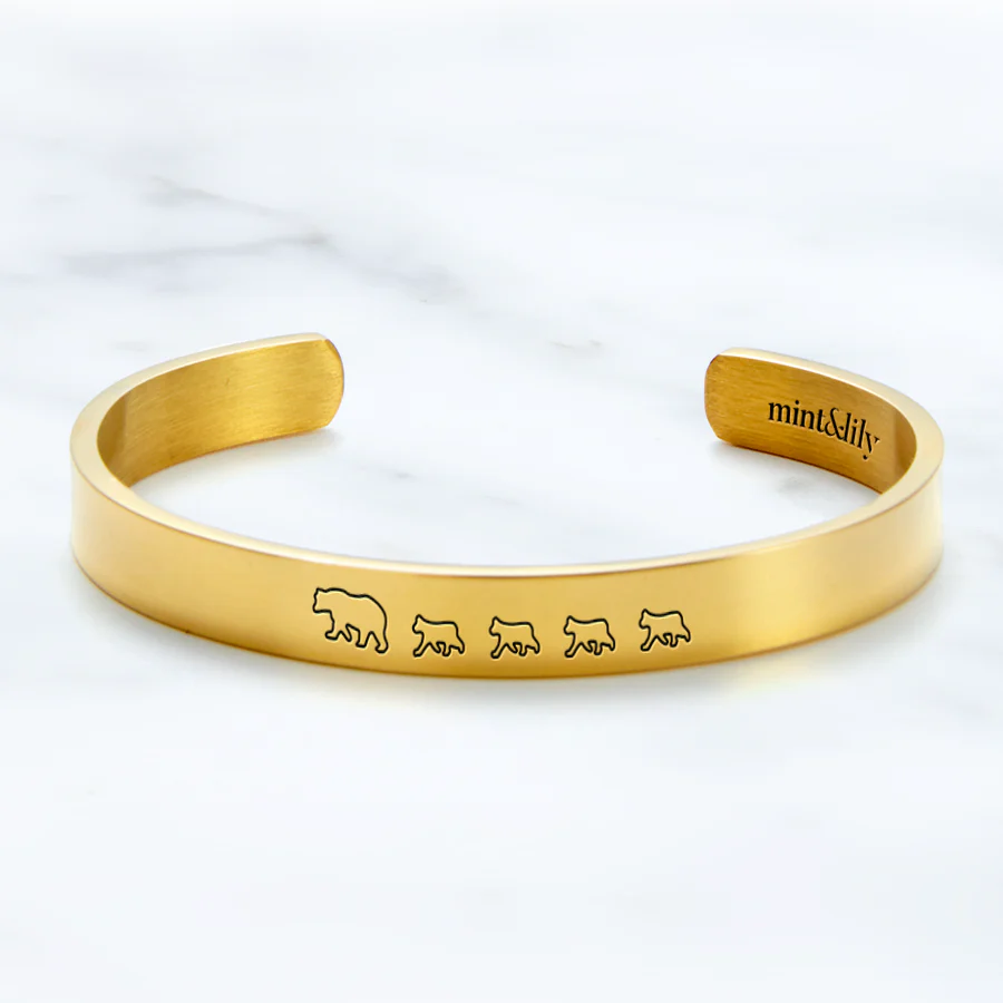 Mama Bear & Her Baby Bears Engraved Cuff Bracelet - Image 80