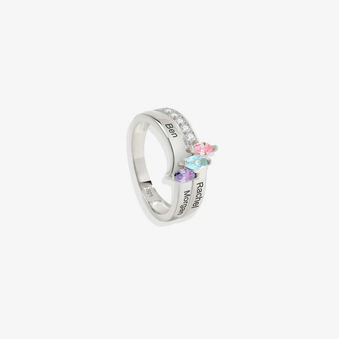 Marquis-Cut 3 Birthstone Ring - Image 10