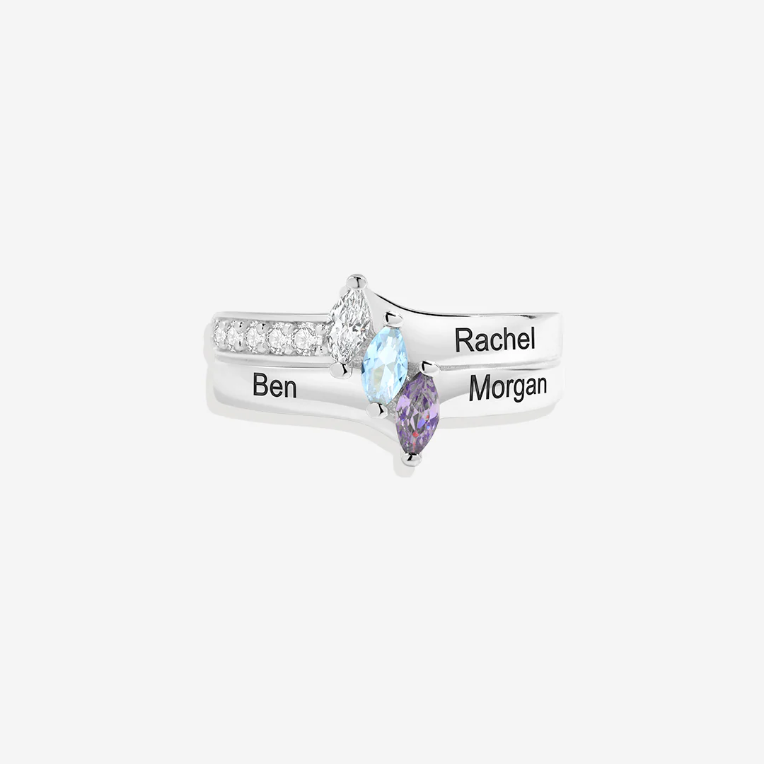 Marquis-Cut 3 Birthstone Ring - Image 11