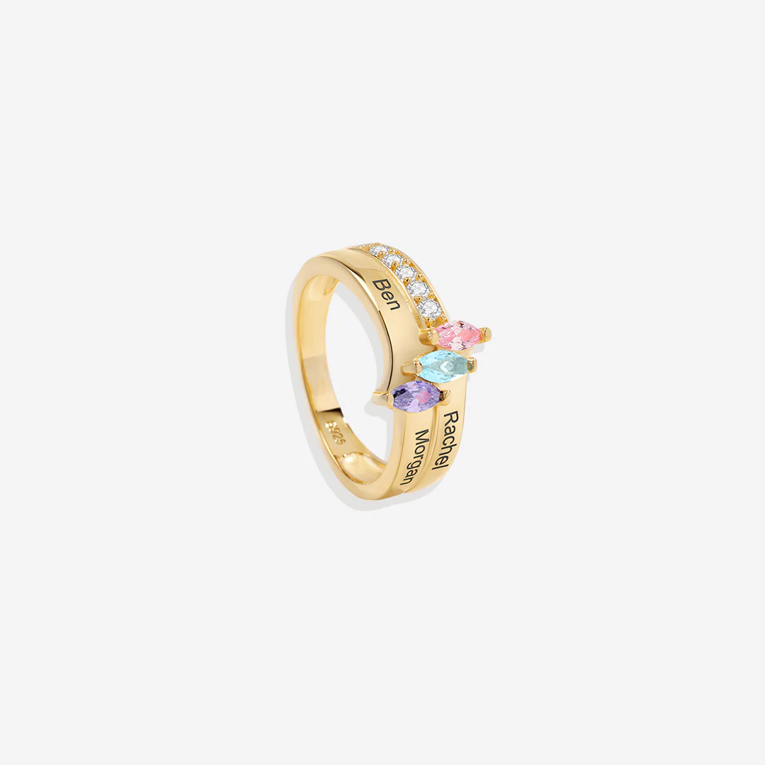 Marquis-Cut 3 Birthstone Ring - Image 5