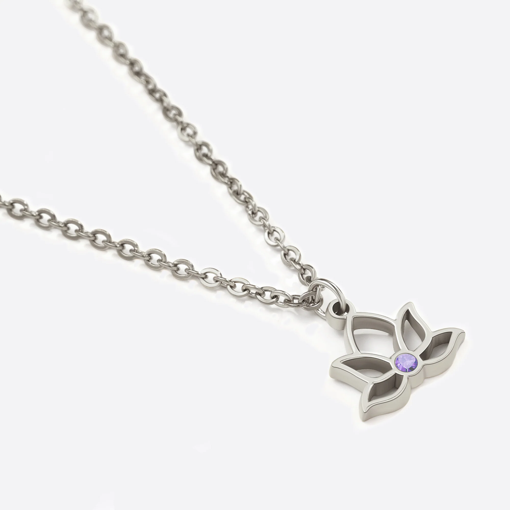 Mini Lotus Birthstone Pendant Necklace - Image 15