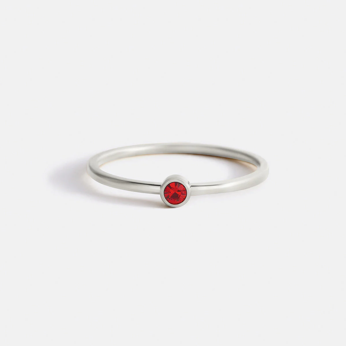 Minimalist Bezel-Set Birthstone Stacking Band - Image 6