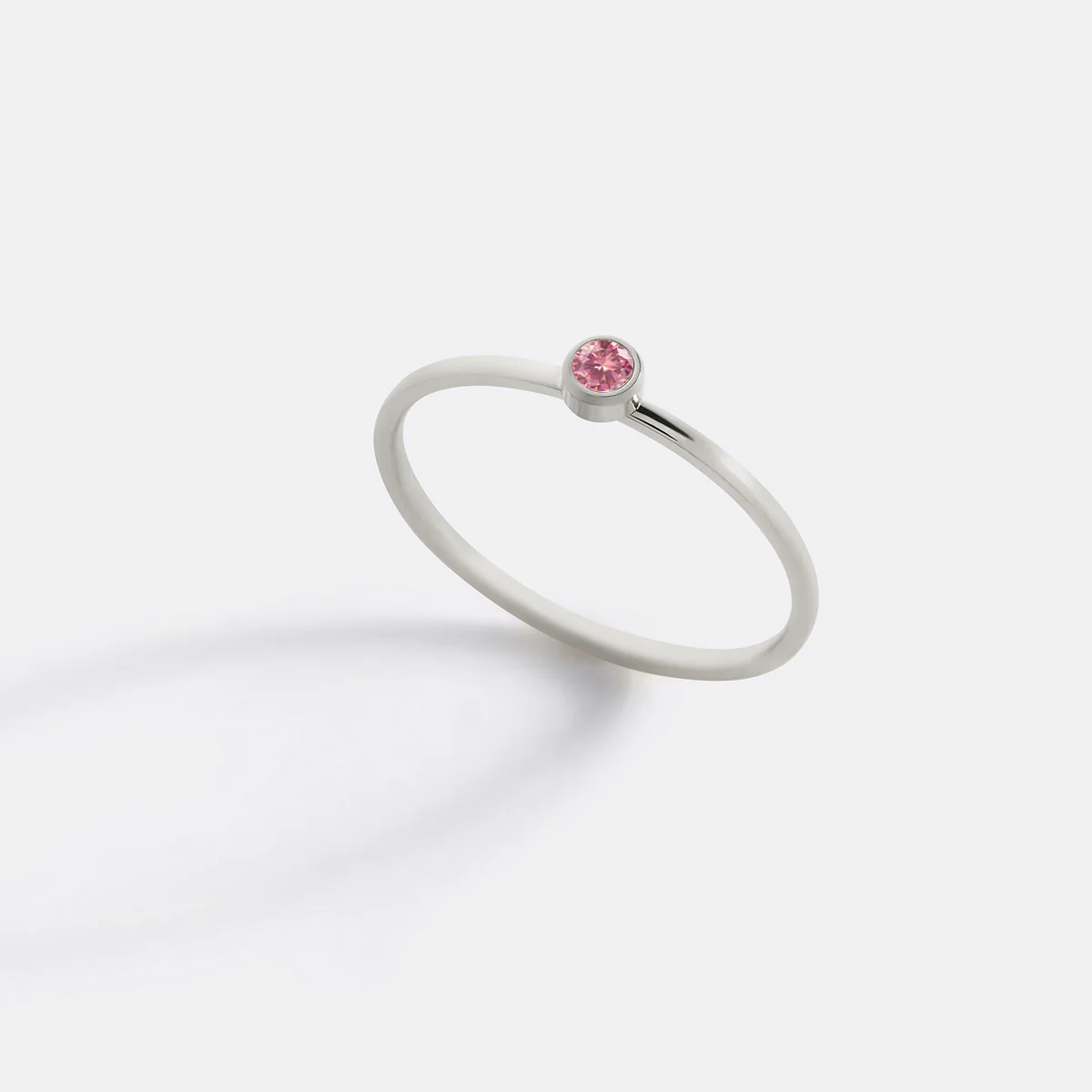 Minimalist Bezel-Set July Birthstone Stacking Band - Image 8