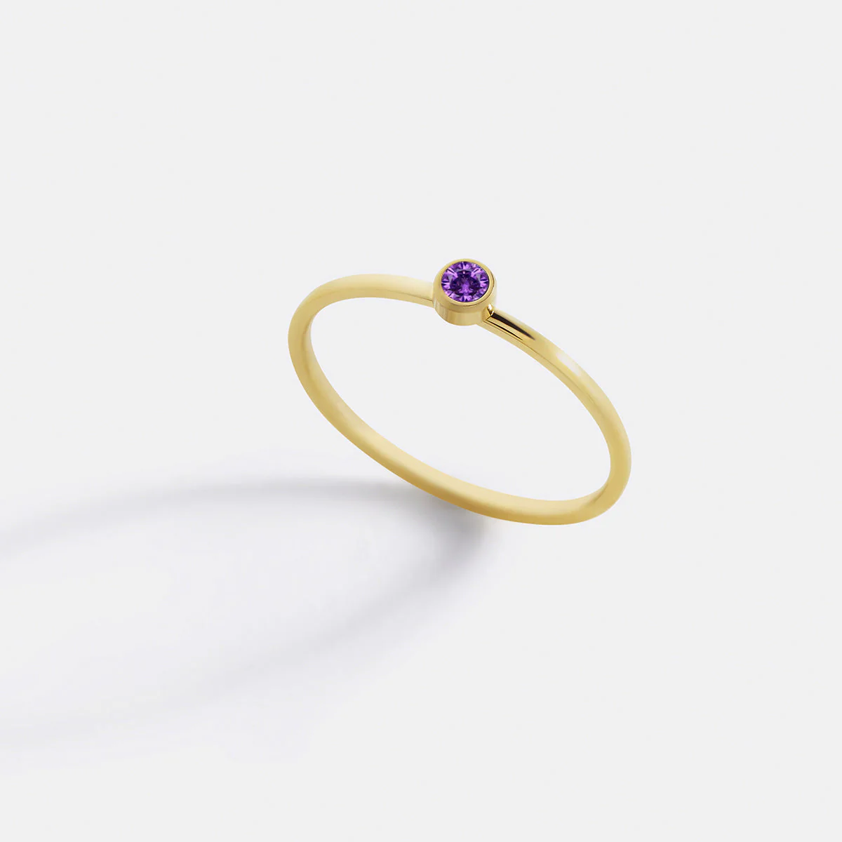 Minimalist Bezel-Set June Birthstone Stacking Band - Image 5