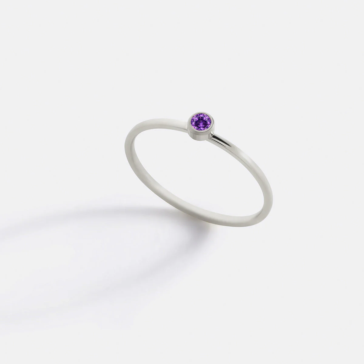 Minimalist Bezel-Set June Birthstone Stacking Band - Image 8
