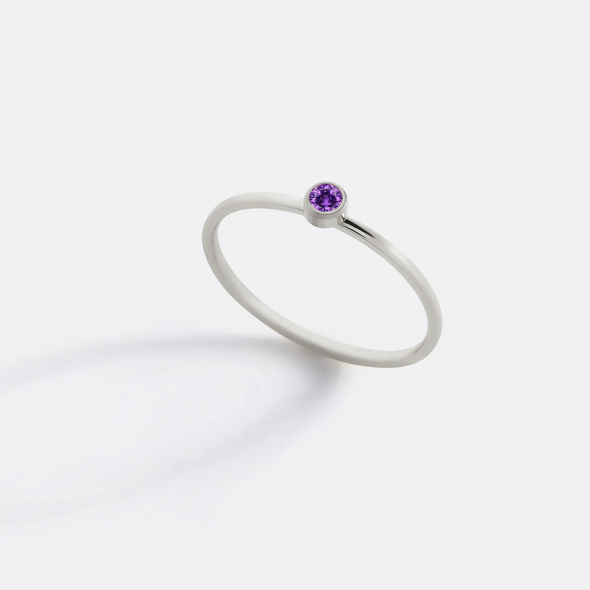 Minimalist Bezel-Set June Birthstone Stacking Band - Image 9