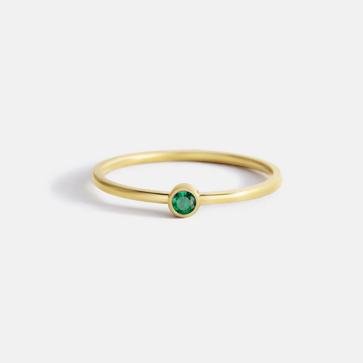 Minimalist Bezel-Set May Birthstone Stacking Band - Image 2