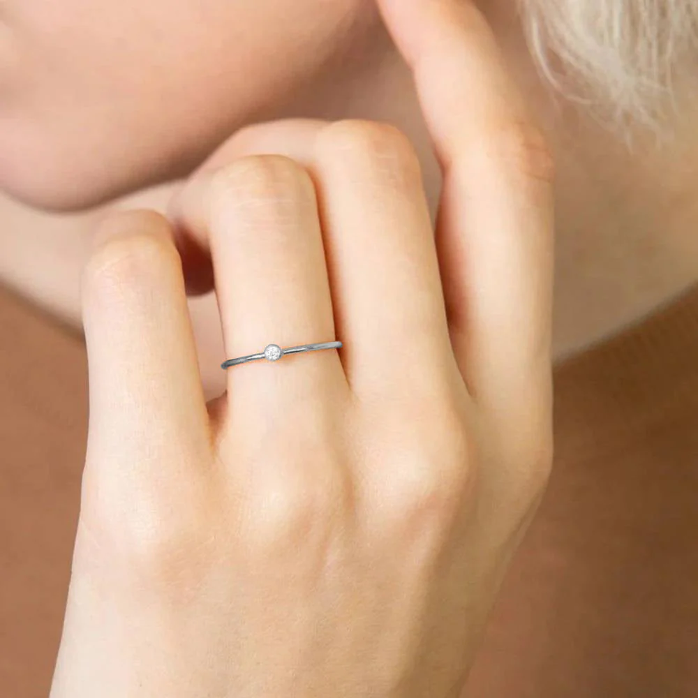 Minimalist Bezel-Set November Birthstone Stacking Band - Image 7