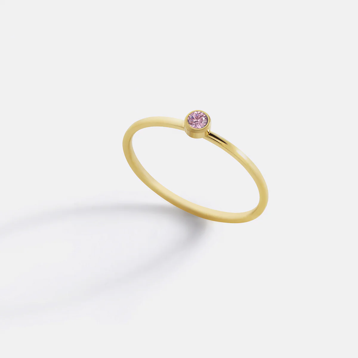 Minimalist Bezel-Set October Birthstone Stacking Band - Image 9
