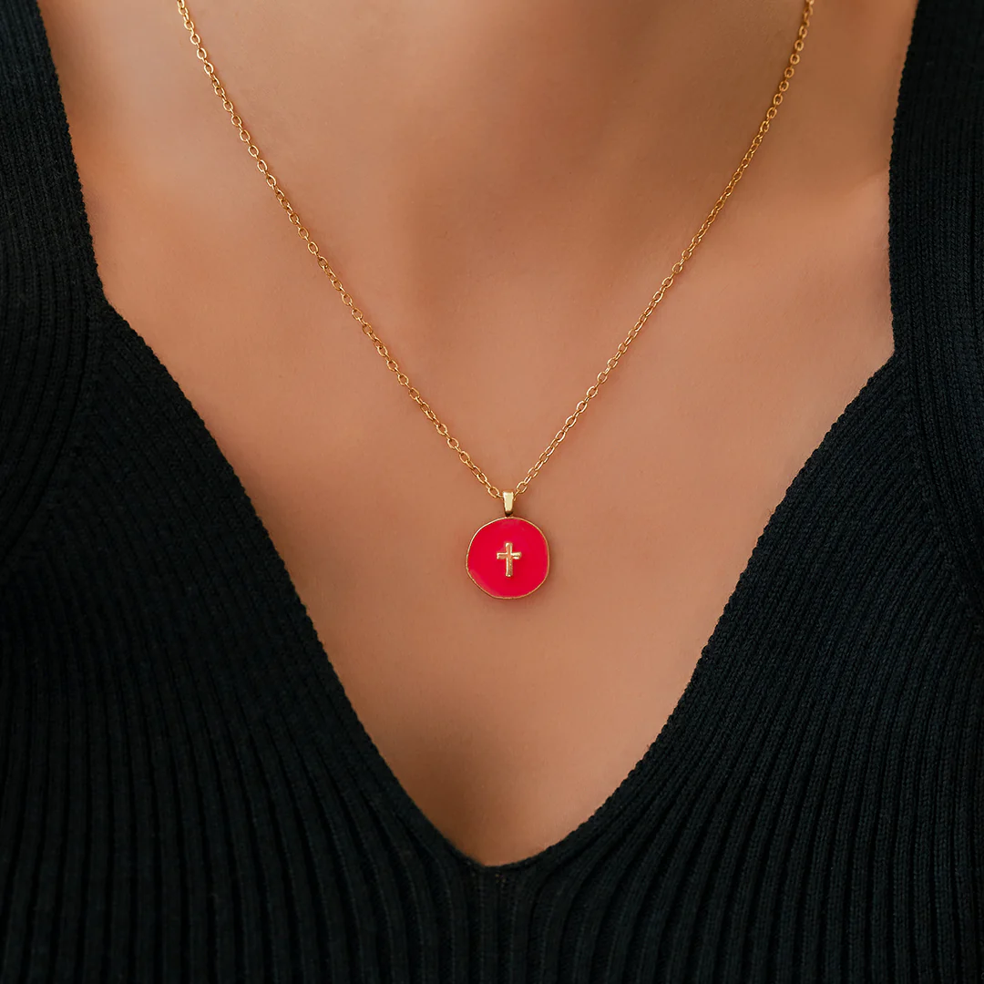 Minimalist Enamel Cross Pendant - Image 12