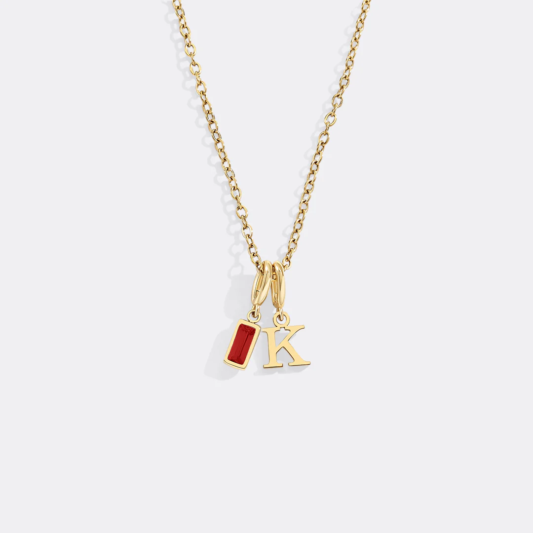 Minimalist Initial Necklace with Birthstone Charm - Image 21