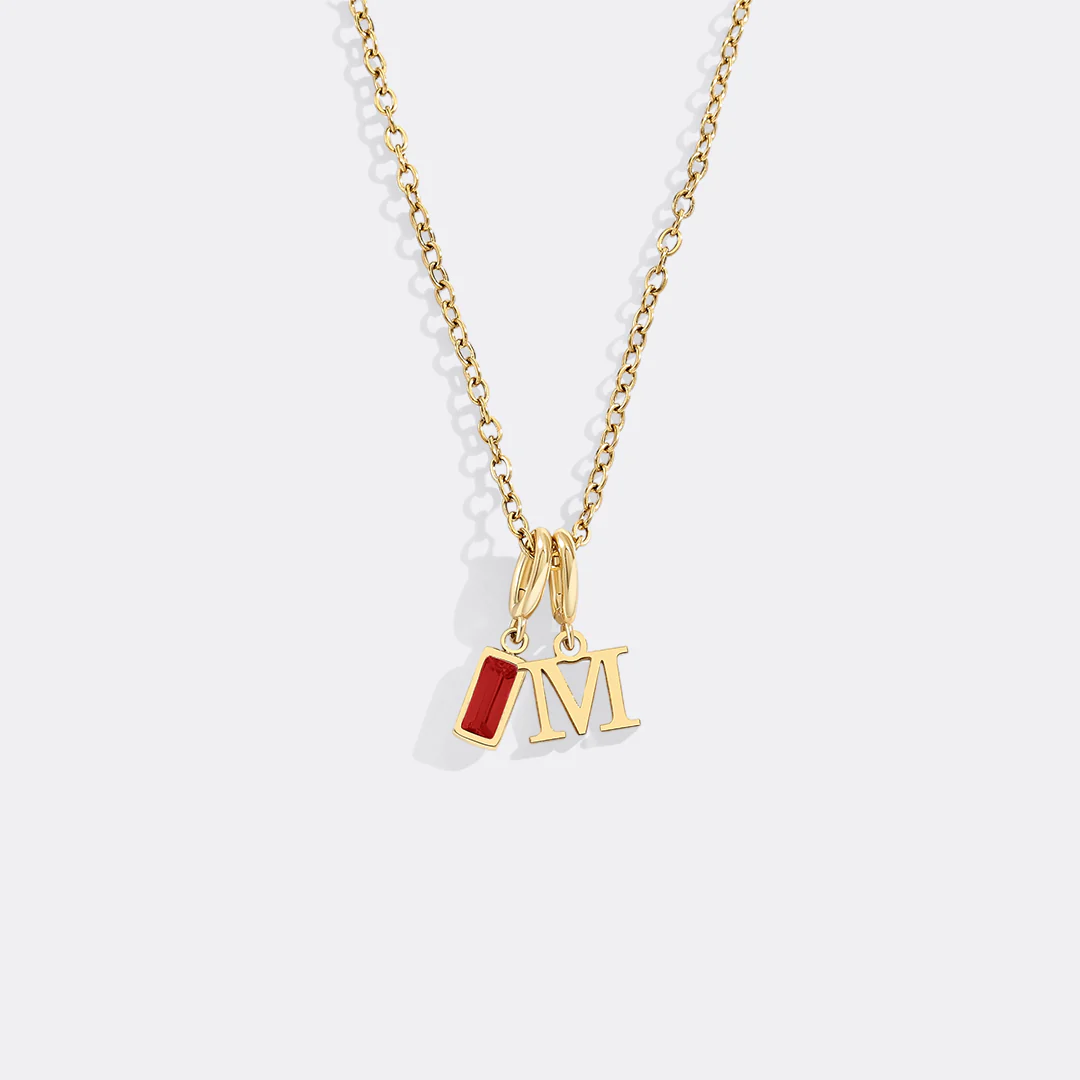 Minimalist Initial Necklace with Birthstone Charm - Image 25