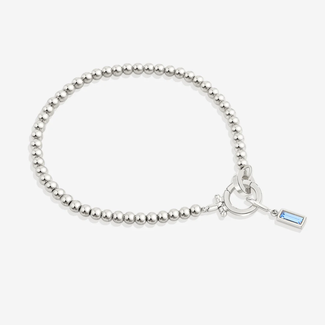 Mint Beaded Birthstone Charm Bracelet - Image 13