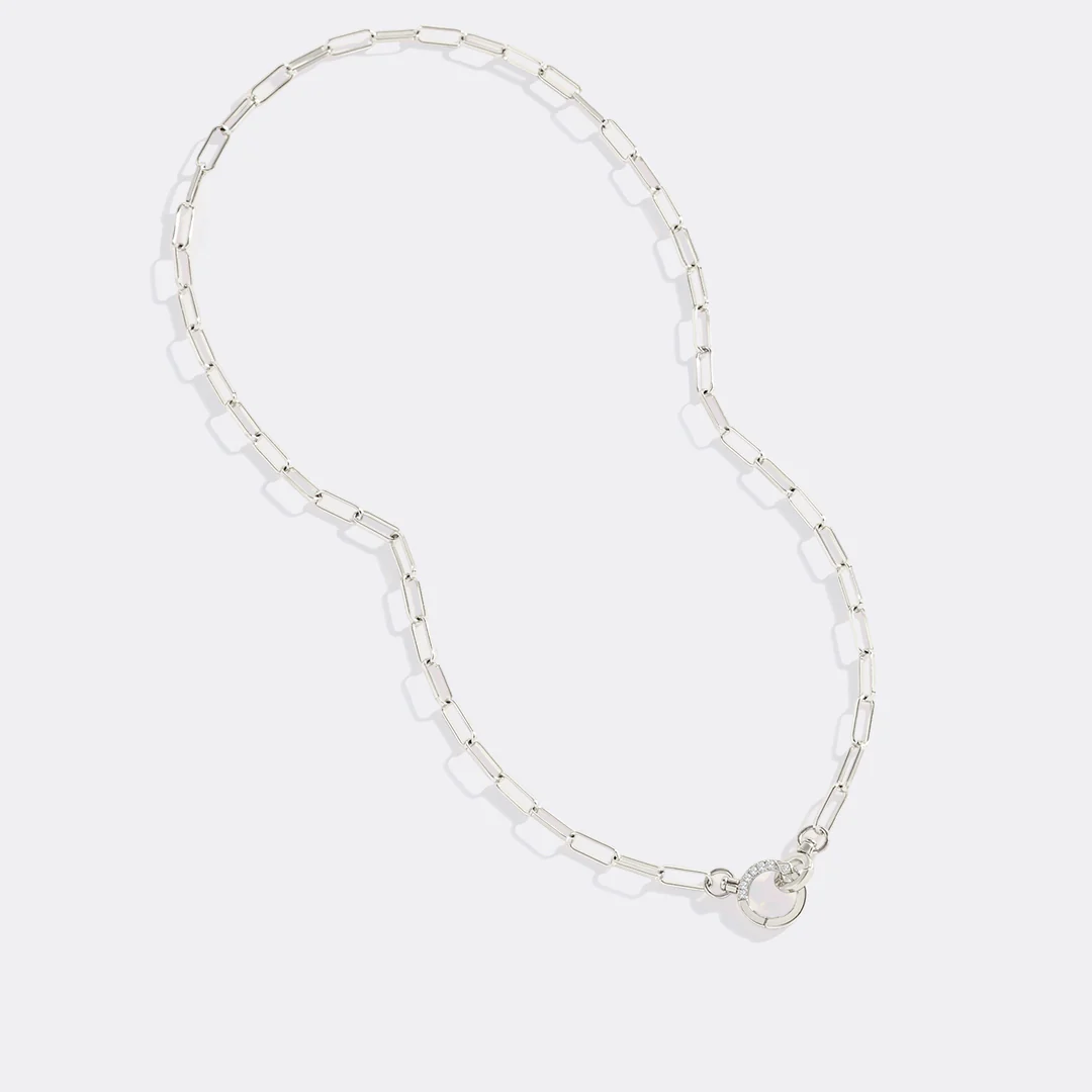 Pave Mint Paperclip Necklace - Image 11