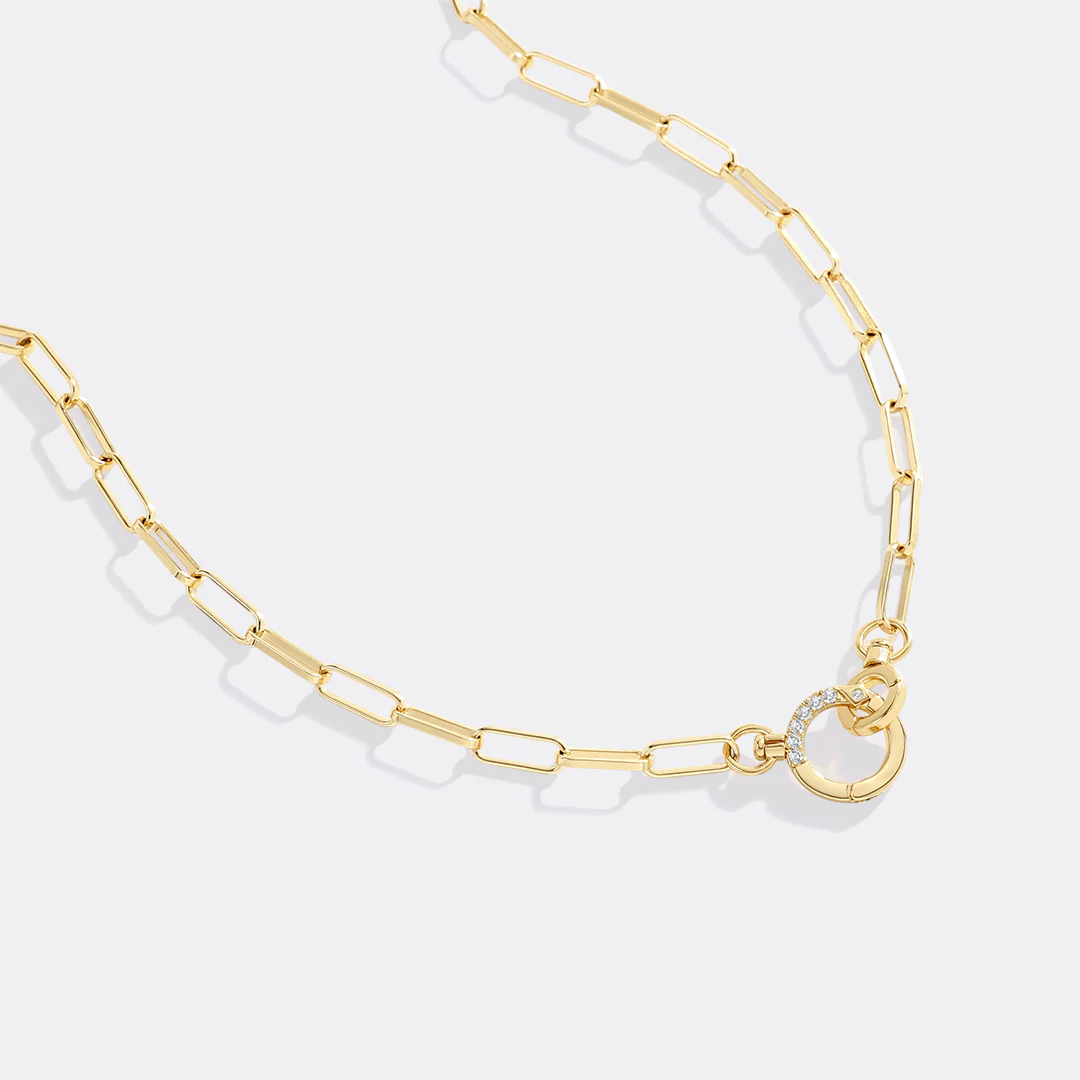 Pave Mint Paperclip Necklace - Image 3
