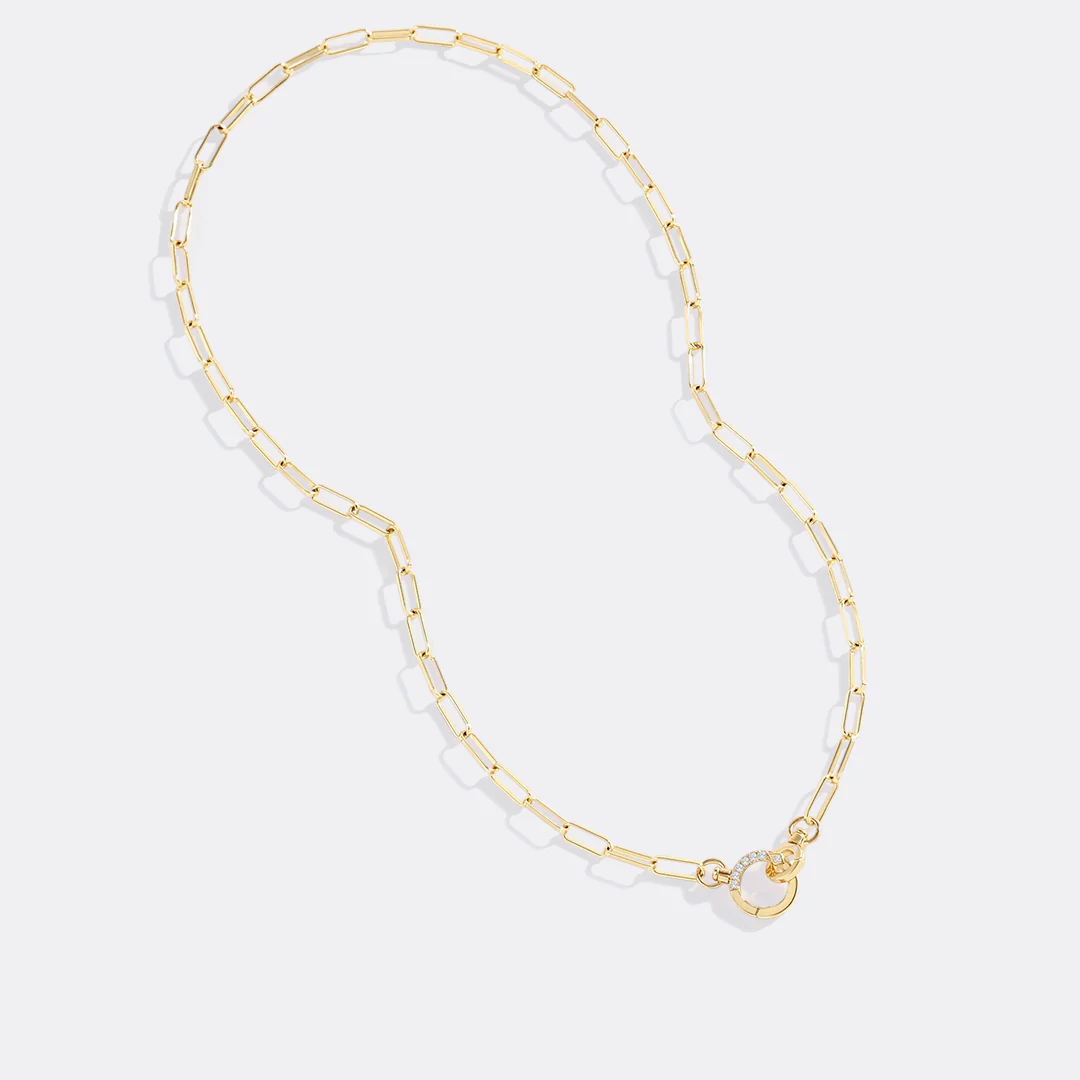 Pave Mint Paperclip Necklace - Image 5