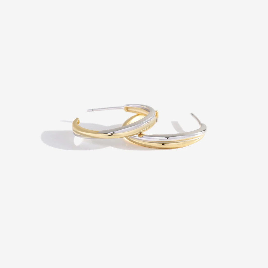 Mixed Metal Crossover Earrings - Image 10