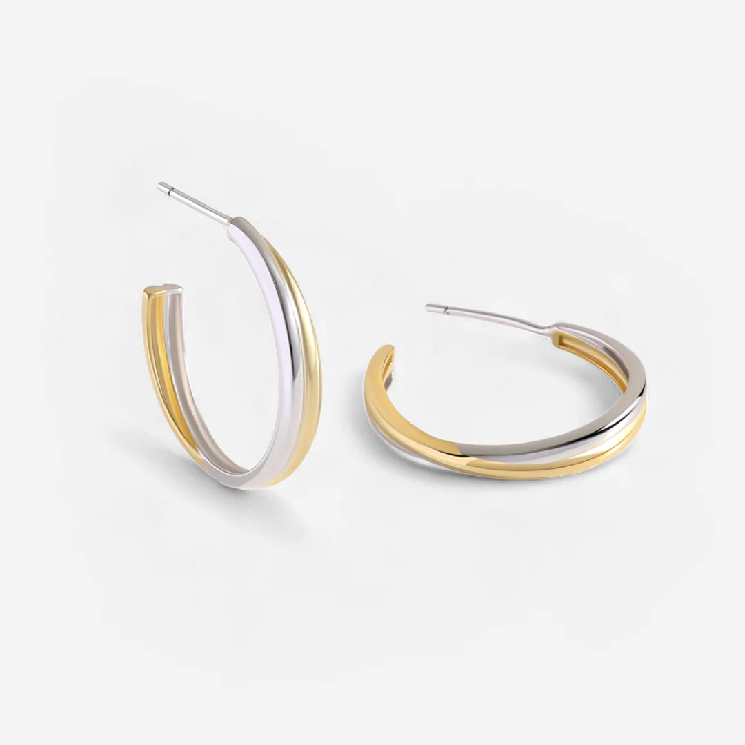 Mixed Metal Crossover Earrings - Image 15
