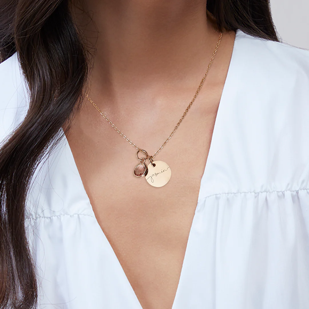 Monogram Script Birthstone Name Necklace - Image 10