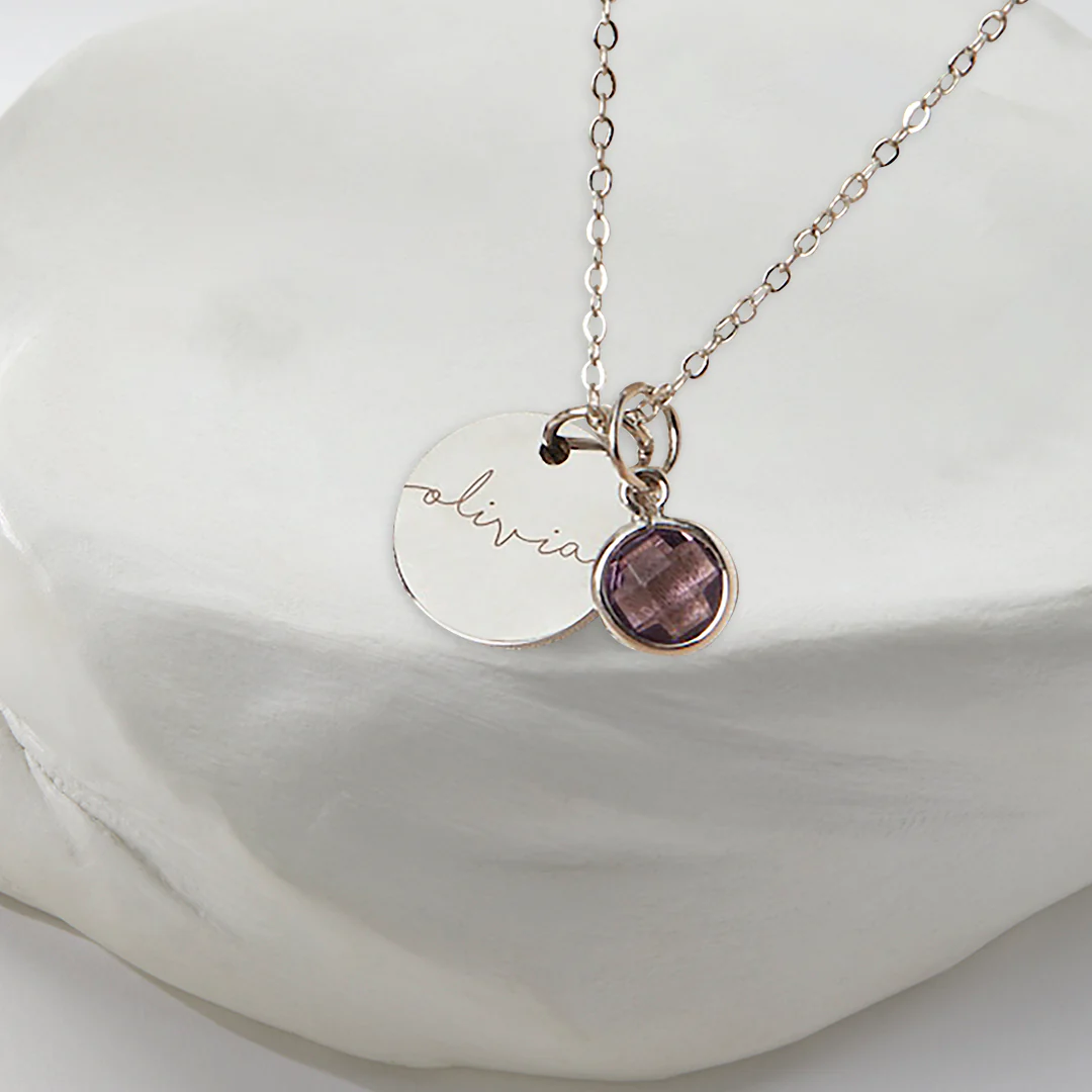 Monogram Script Birthstone Name Necklace - Image 11