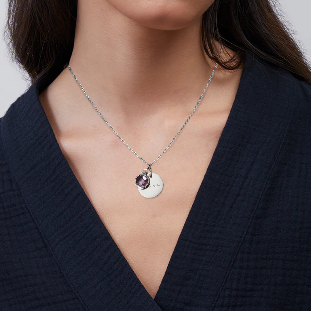 Monogram Script Birthstone Name Necklace - Image 12