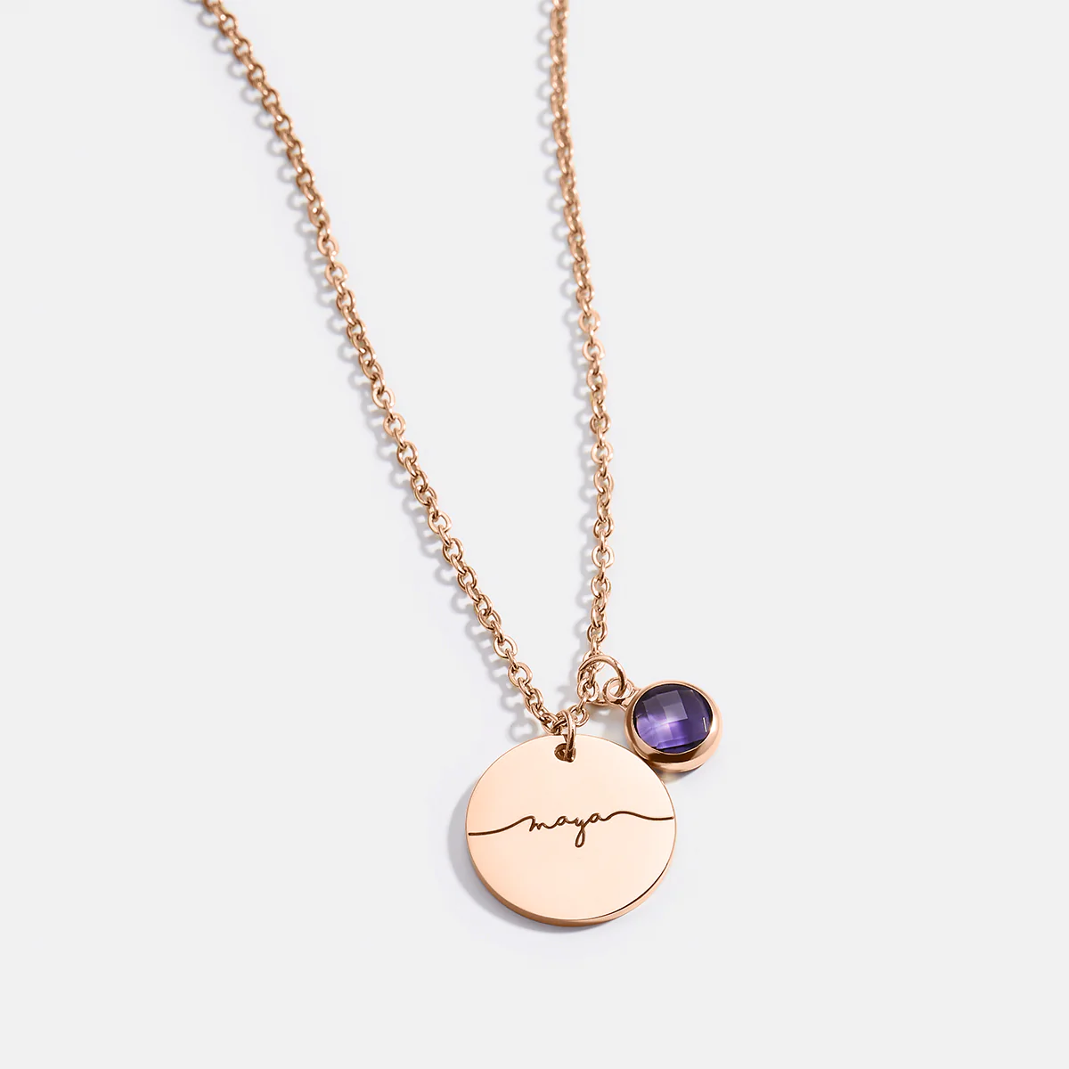 Monogram Script Birthstone Name Necklace - Image 19