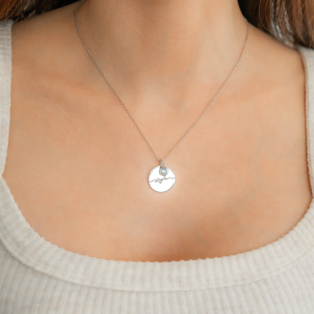 Monogram Script Birthstone Name Necklace - Image 24