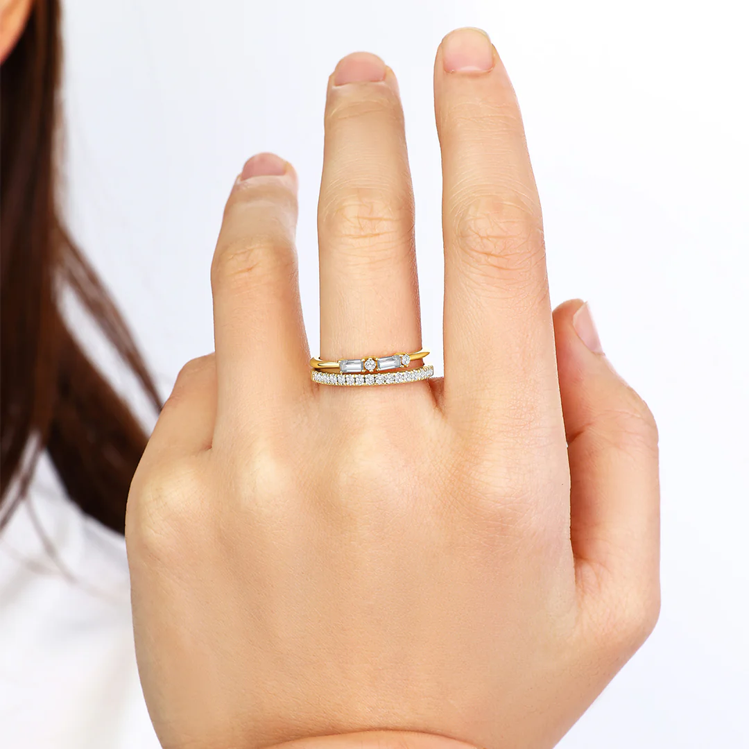 Morse Code and Micro Pave Eternity Ring Stacking Set - Image 4