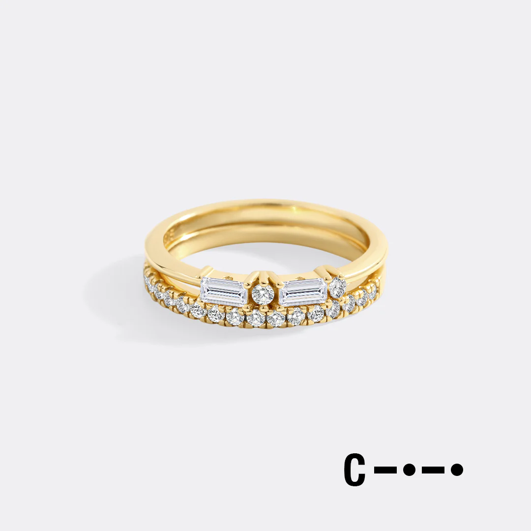 Morse Code and Micro Pave Eternity Ring Stacking Set - Image 9