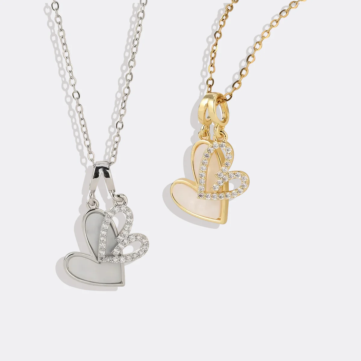 Mother of Pearl & Pave Hearts Necklace - Image 12