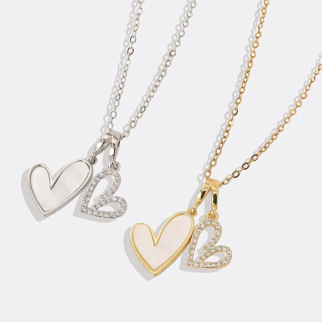 Mother of Pearl & Pave Hearts Necklace - Image 19